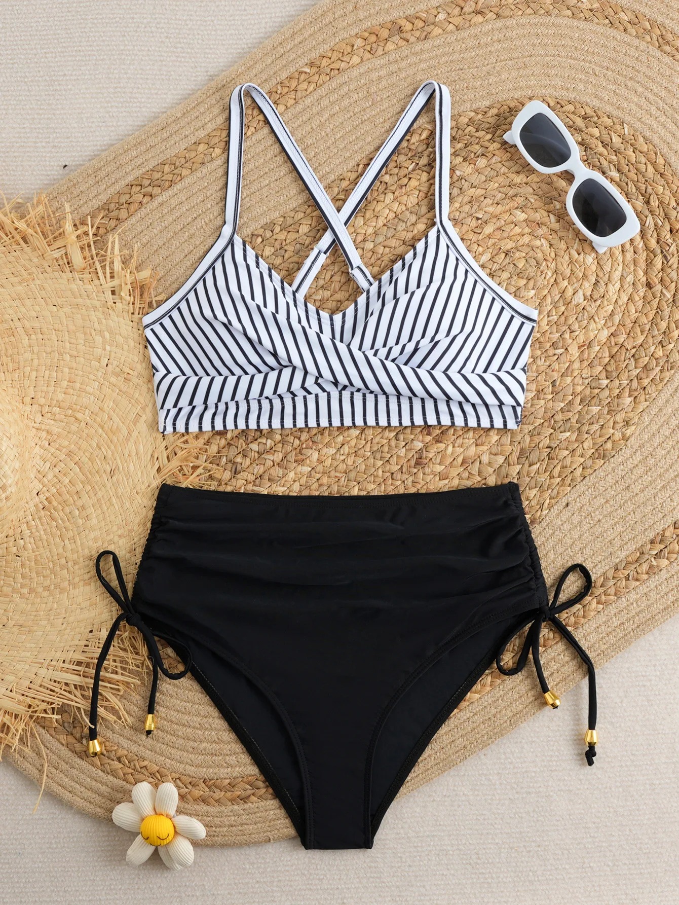 Midnight Elegance High Waist Bikini Set